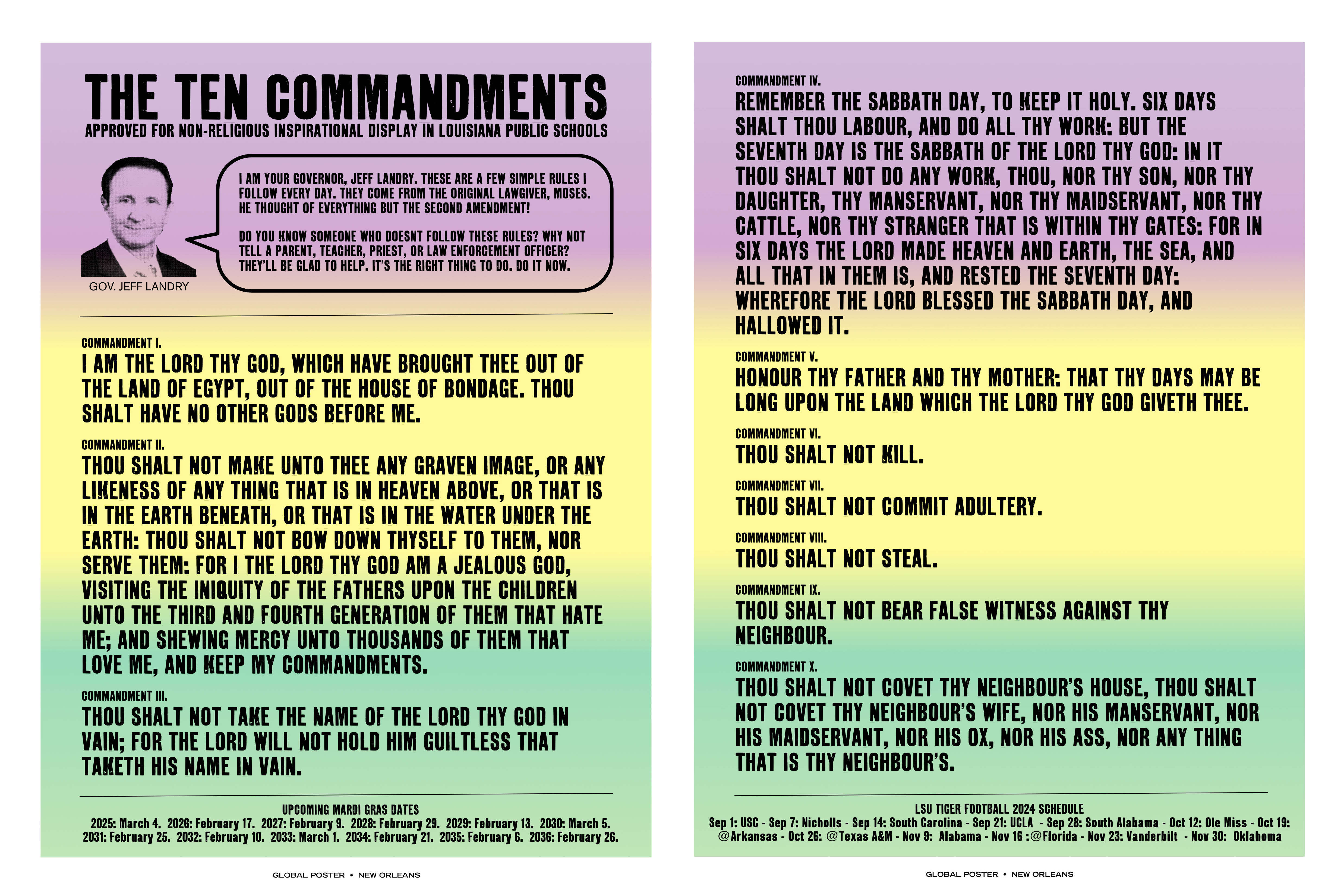 Government-mandated Ten Commandments posters now available from Global Poster.