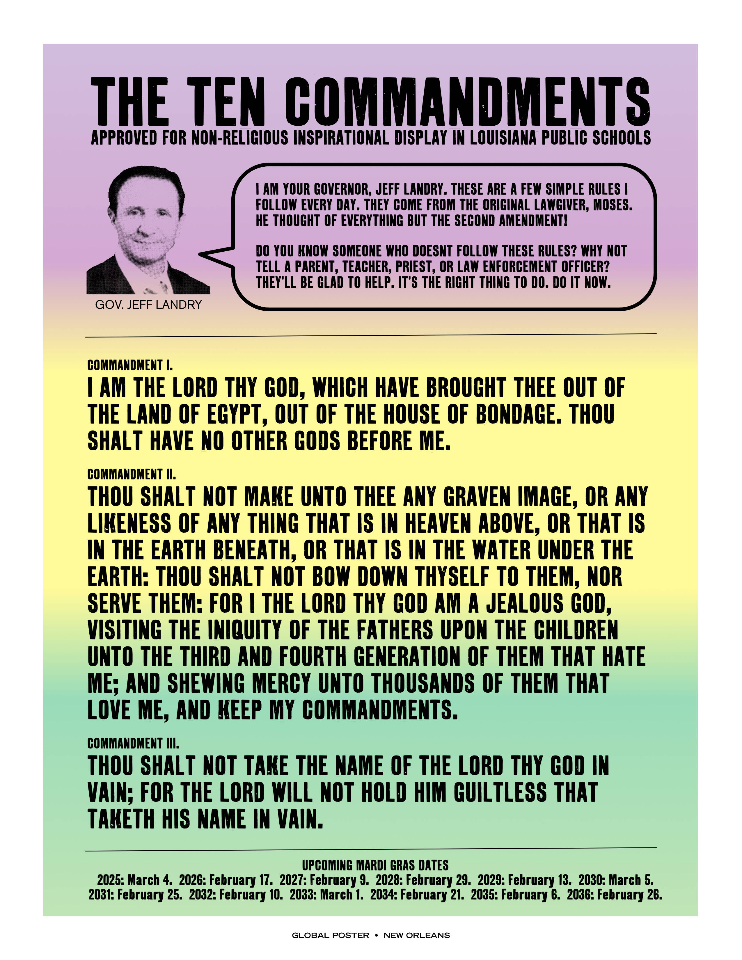 Get in touch with Global Poster. Government-mandated Ten Commandments posters now available.